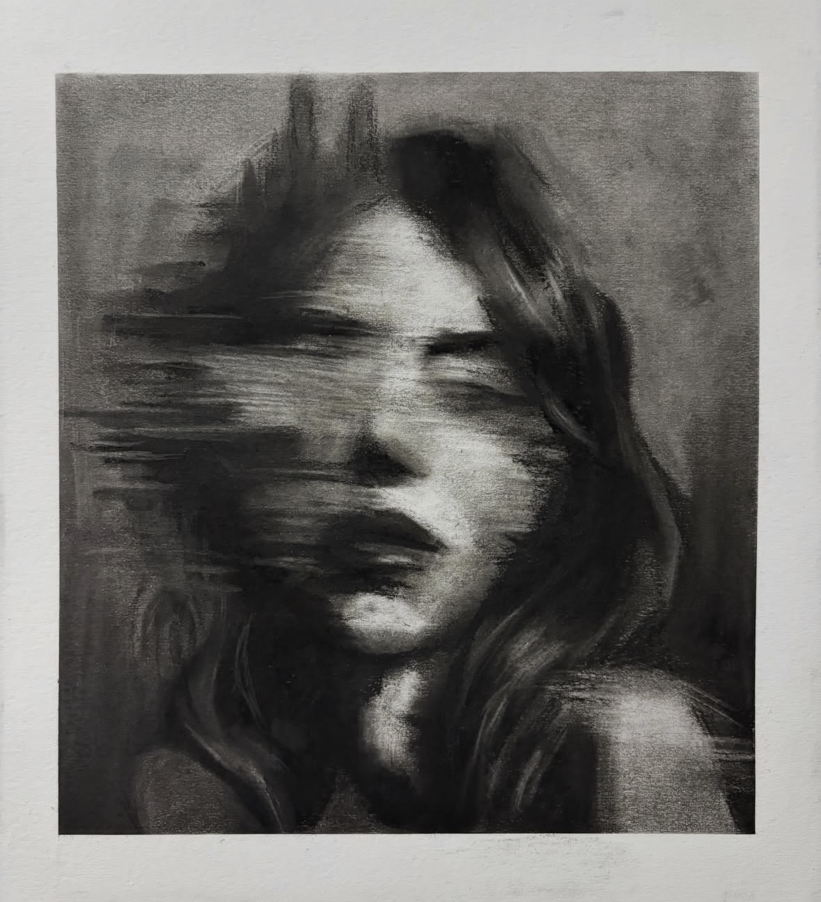stretched too thin charcoal study